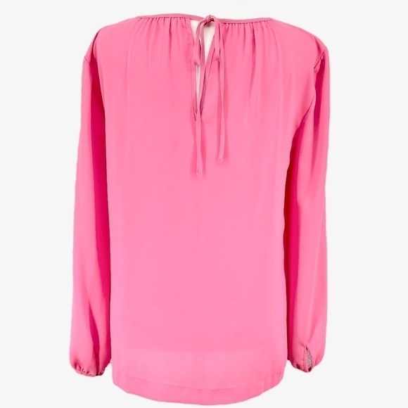 J by J Crew Chiffon Puff Sleeve Blouse, Petal Pink, Size 0 - Picture 3 of 8